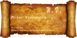 Miler Vincencia névjegykártya